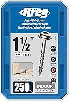 Vista 1 de Kreg SML-C150-250 Zinc Pocket Screws, 1-1/2 Inch #8 Coarse Thread, Maxi-Loc Head (250 Count)