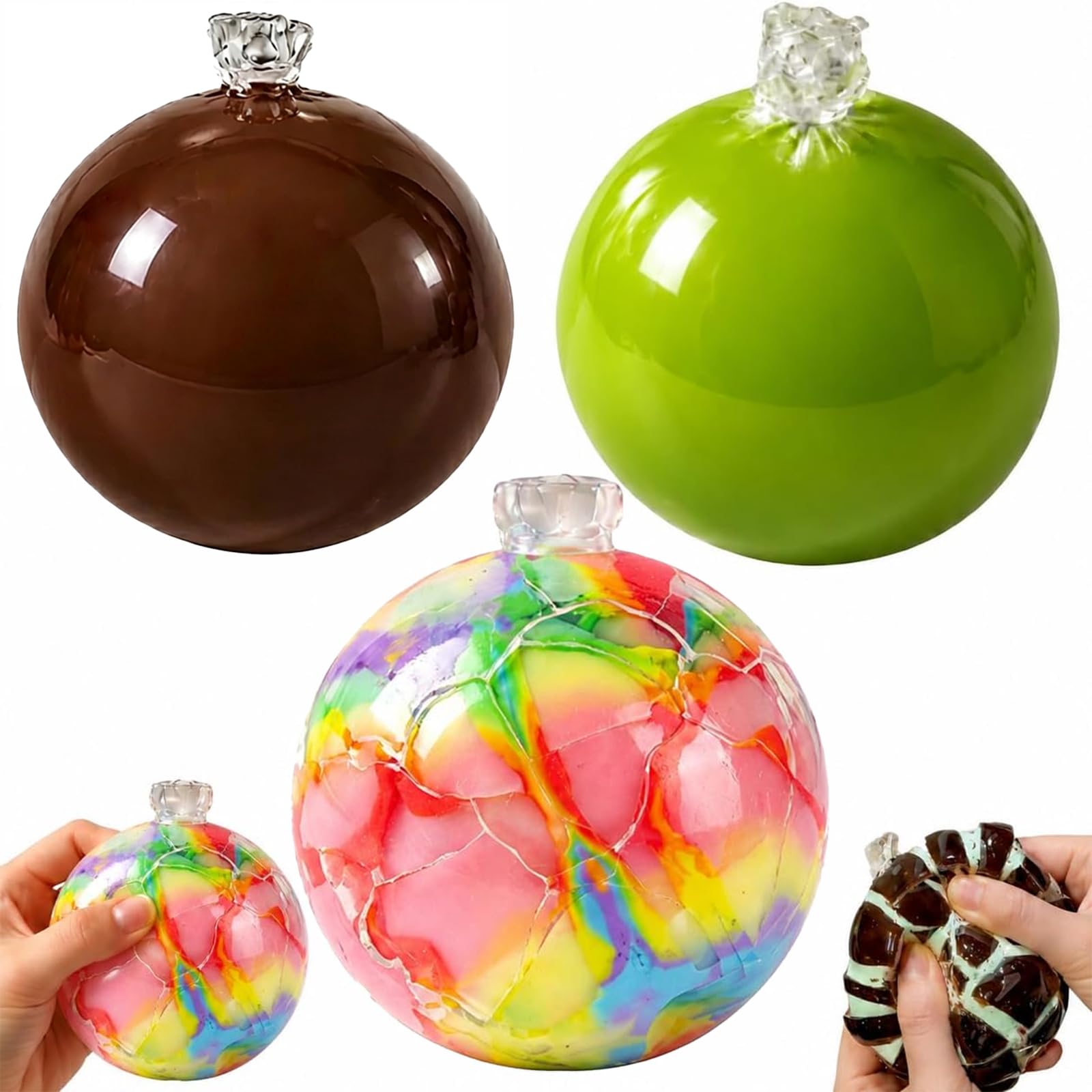 3 PCS Wax Cracking Squishy Stress Balls, Squishy Ball, Crunchy Squishy Stress Ball, Fidget Toys for Adults, Kids, Autism Presents Focus & Relaxation, Classroom, Prizes, Office