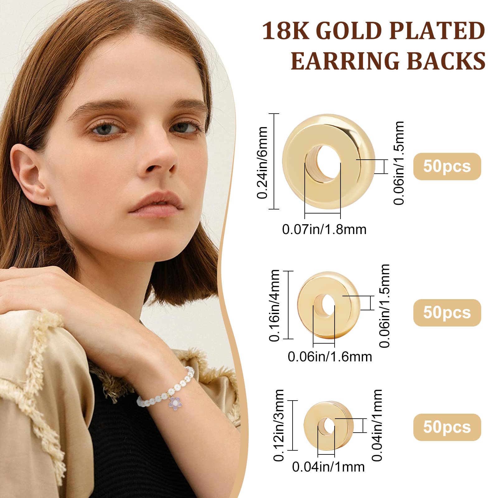 Beebeecraft - 400 Perline Distanziatrici 4mm, Oro 14K E Argento: Piatte, Lisce, Con Grande Foro (1.5mm) Per Creare Gioielli, Collane E Bracciali Fai Da Te