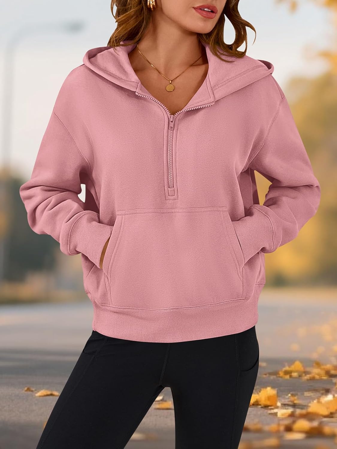 PRETTYGARDEN Women's Half Zip Up Hoodies 2025 Fall Long Sleeve Cropped Pullover Oversized Sweatshirt Fashion Y2K Clothes - Image 3