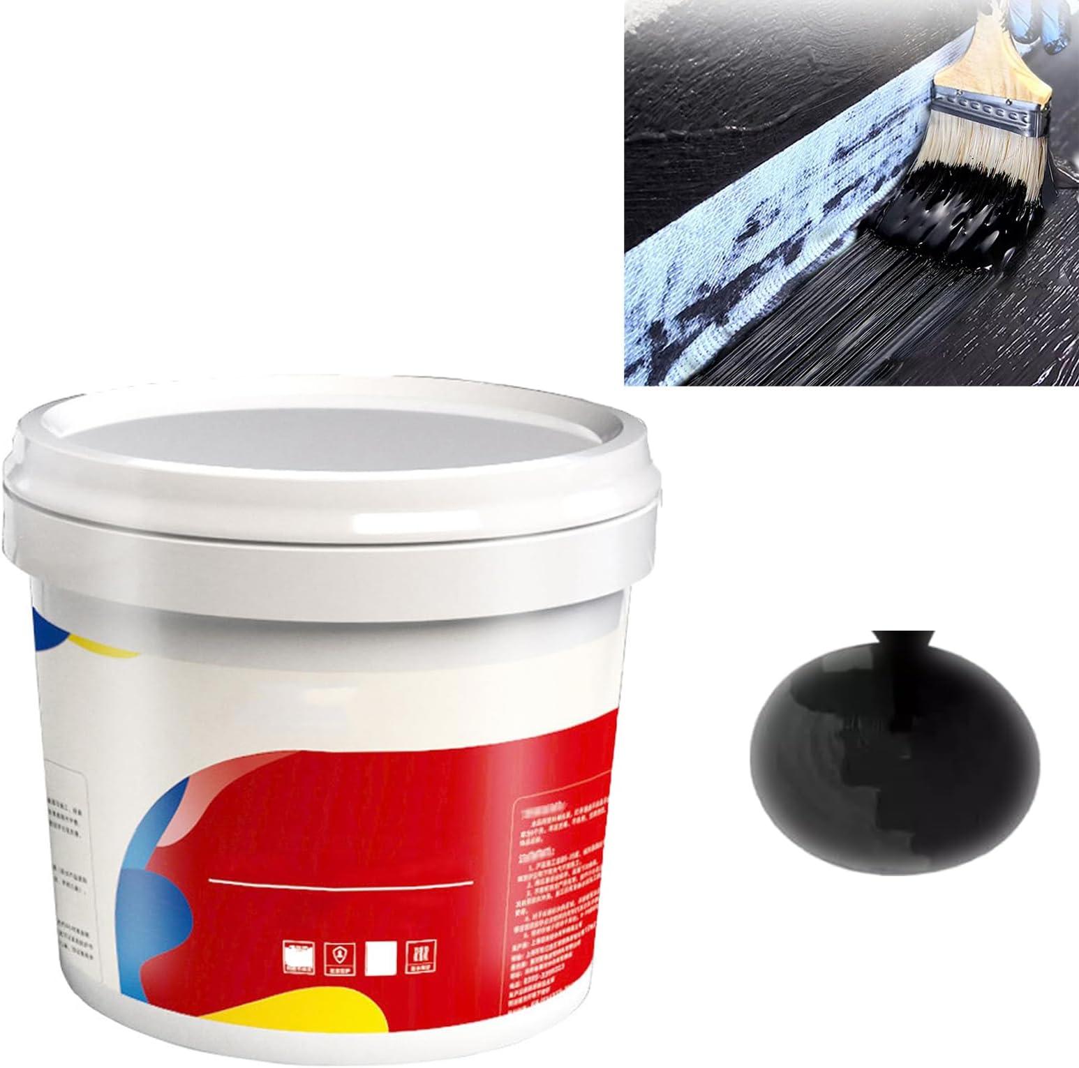 Waterproofing Coatings for External Roofs, Roof Repair Waterproofing Adhesive, Wall Bathroom Roof Water-Based Waterproof Coating,Quick-Drying Sealant Waterproof Agent (Black, 0.5kg)