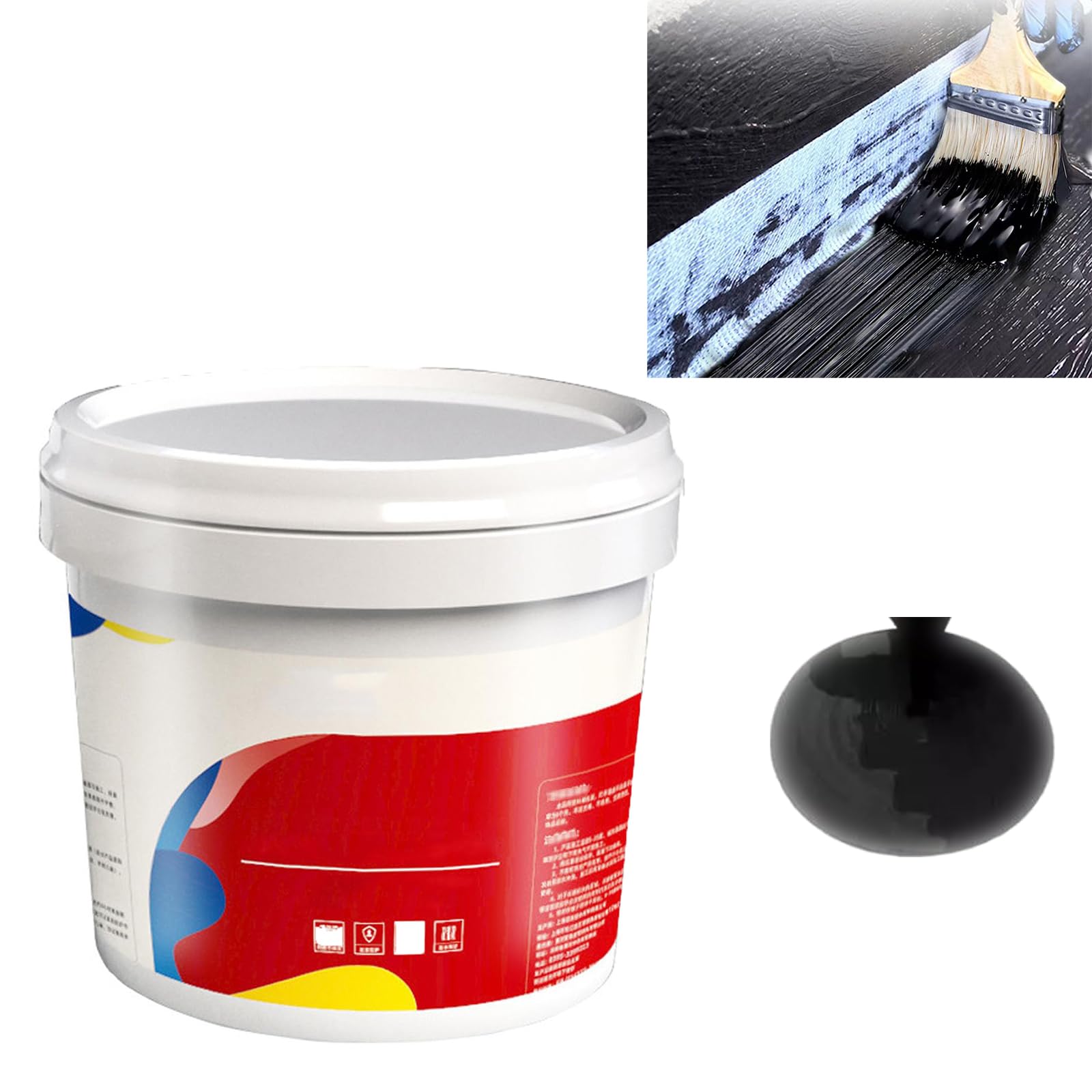 Waterproofing Coatings for External Roofs, Roof Repair Waterproofing Adhesive, Wall Bathroom Roof Water-Based Waterproof Coating,Quick-Drying Sealant Waterproof Agent (Black, 1kg)