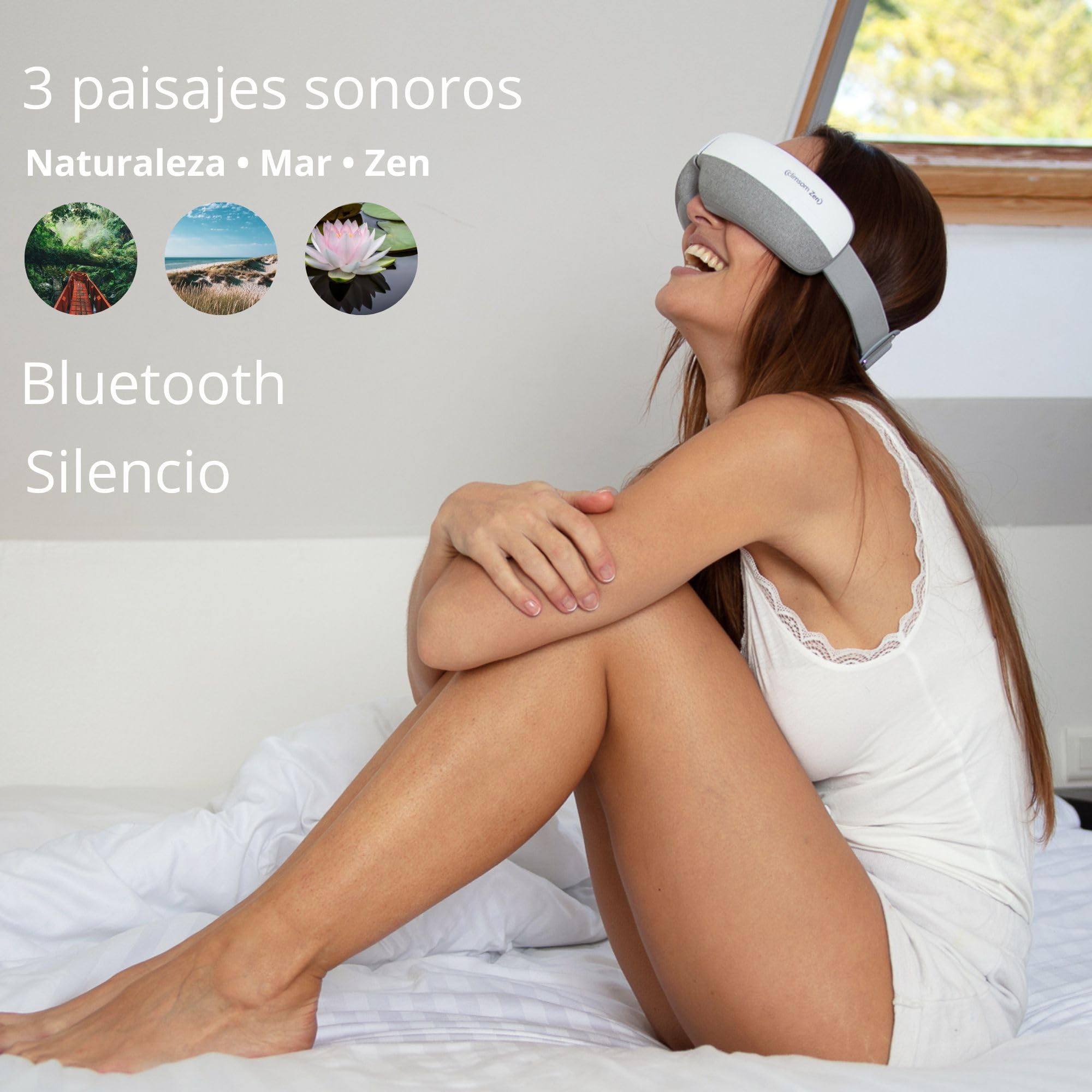Masajeador de Ojos con Calor, Vibración y Aire – 5 Modos Relajantes – Reduce la Fatiga Ocular, Ojeras y Bolsas – Mejora el Sueño – Climsom Zen