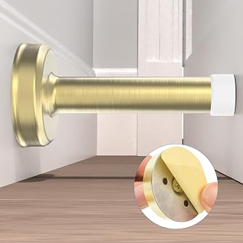 1 Pack Door Stops, Stainless Steel Door Stoppers, No Drilling Door Stops for Bottom and Top of Door, Gold