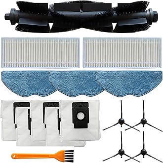 Replacement Parts for EZVIZ RE4 Plus, RE5 Plus Robot Vacuum Cleaner, Accessories Main Brush, Side Brush, Filter, Mop Cloth, Dust Bags, Cleaning Brushes(A)