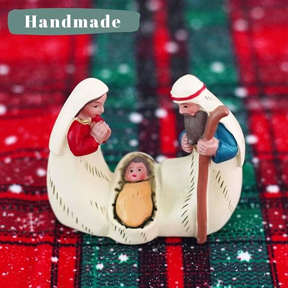 Holy Family Statue Catholic, Small Resin Nativity Figurine, 7.3 cm