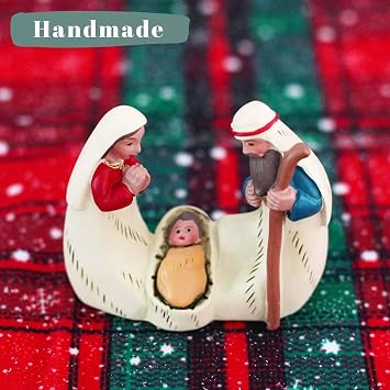 Holy Family Statue Catholic, Small Resin Nativity Figurine, 7.3 cm