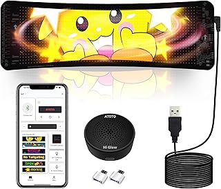 Programmable LED Sign for Car - ATOTOZONE AI Voice & Bluetooth APP Control, CI-VIALD19 Flexible Digital Display, Scrolling Back Window Car LED Sign Custom Text Pattern Animation for Store, Party, Festival, 19.4