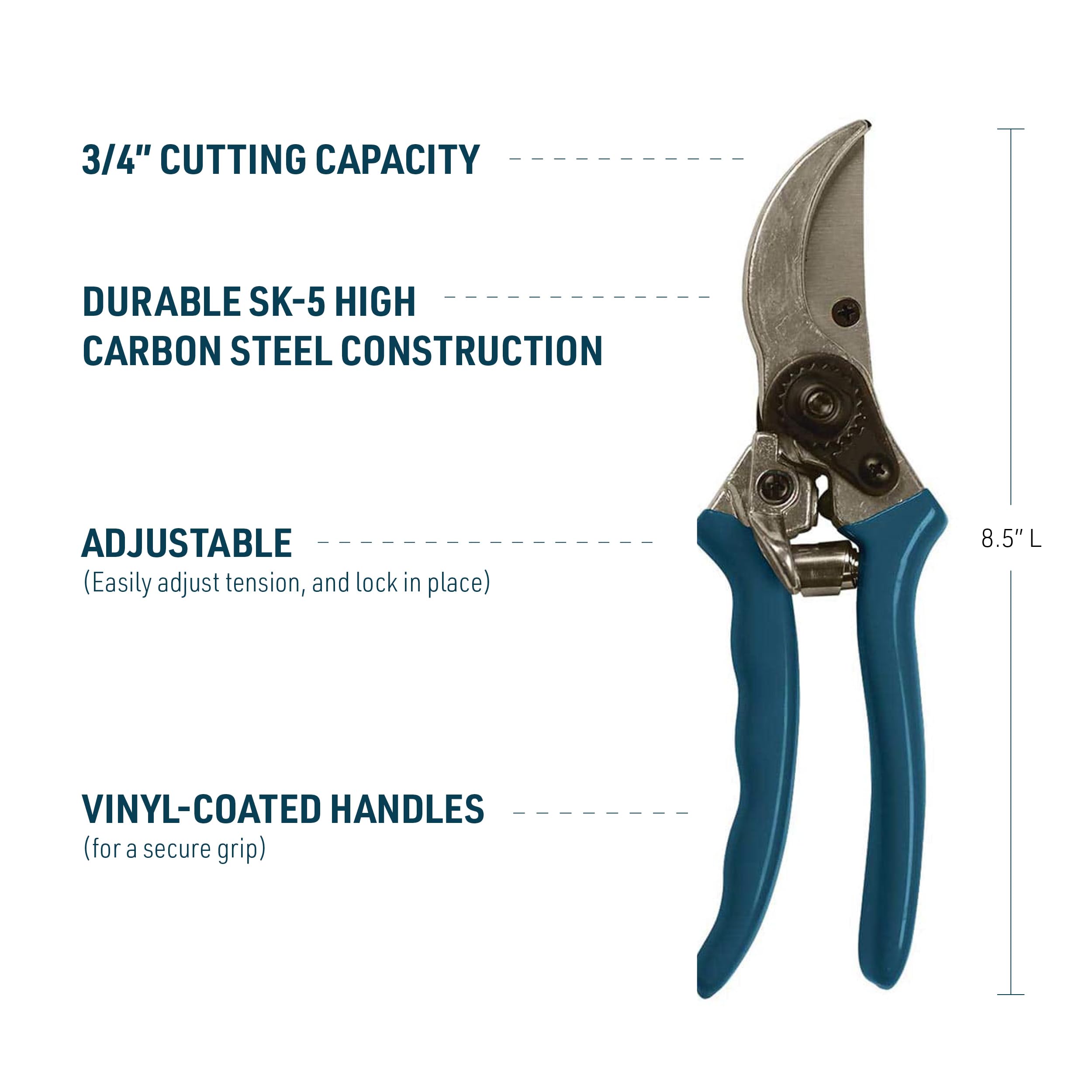 Gemplers Lightweight Bypass Pruner - SK-5 Steel Blade, 7" Overall, 0.5" Cutting Capacity