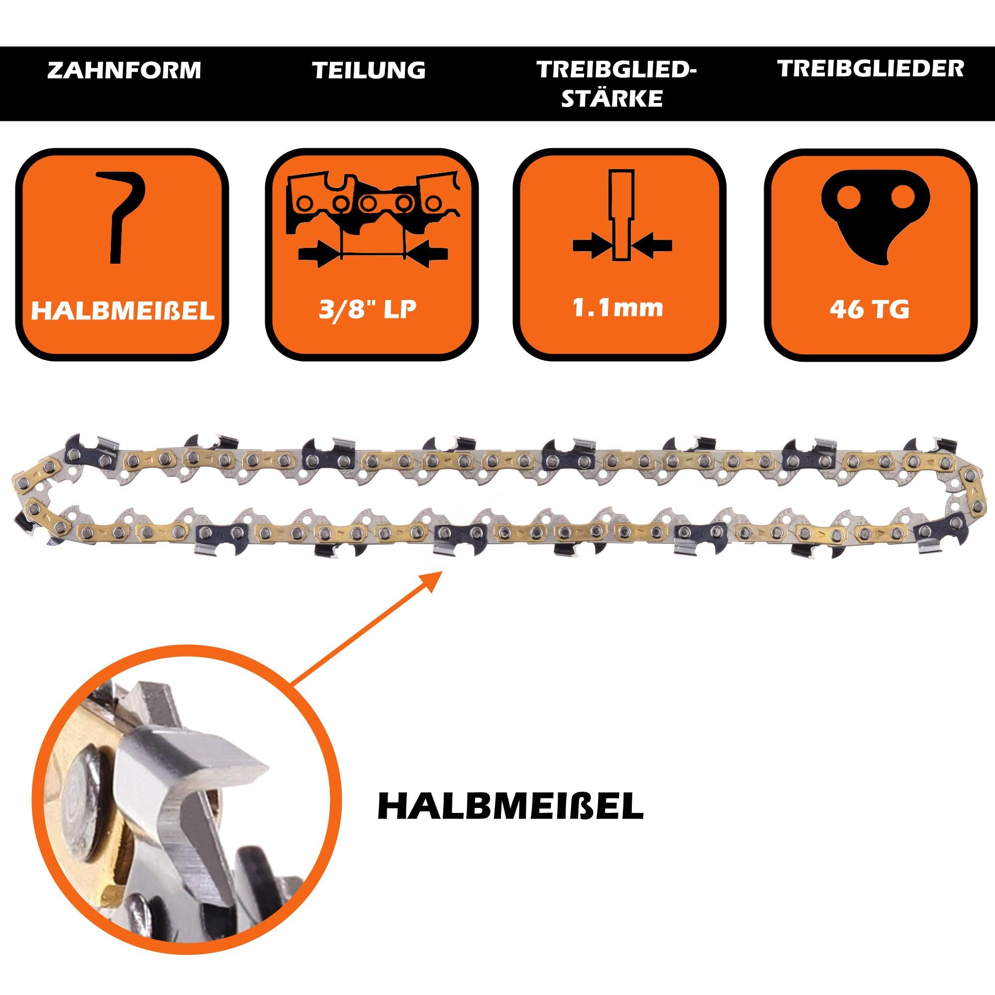 Sägekette passend für Makita DUC307 30cm 3/8 1,1mm 46 TG chain