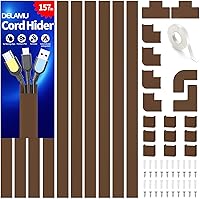 Vista 18 de Delamu – Funda para cable de 157" para ocultar cables, de PVC, para pared, se puede cortar, cubierta de cable pintado para cables, cubierta