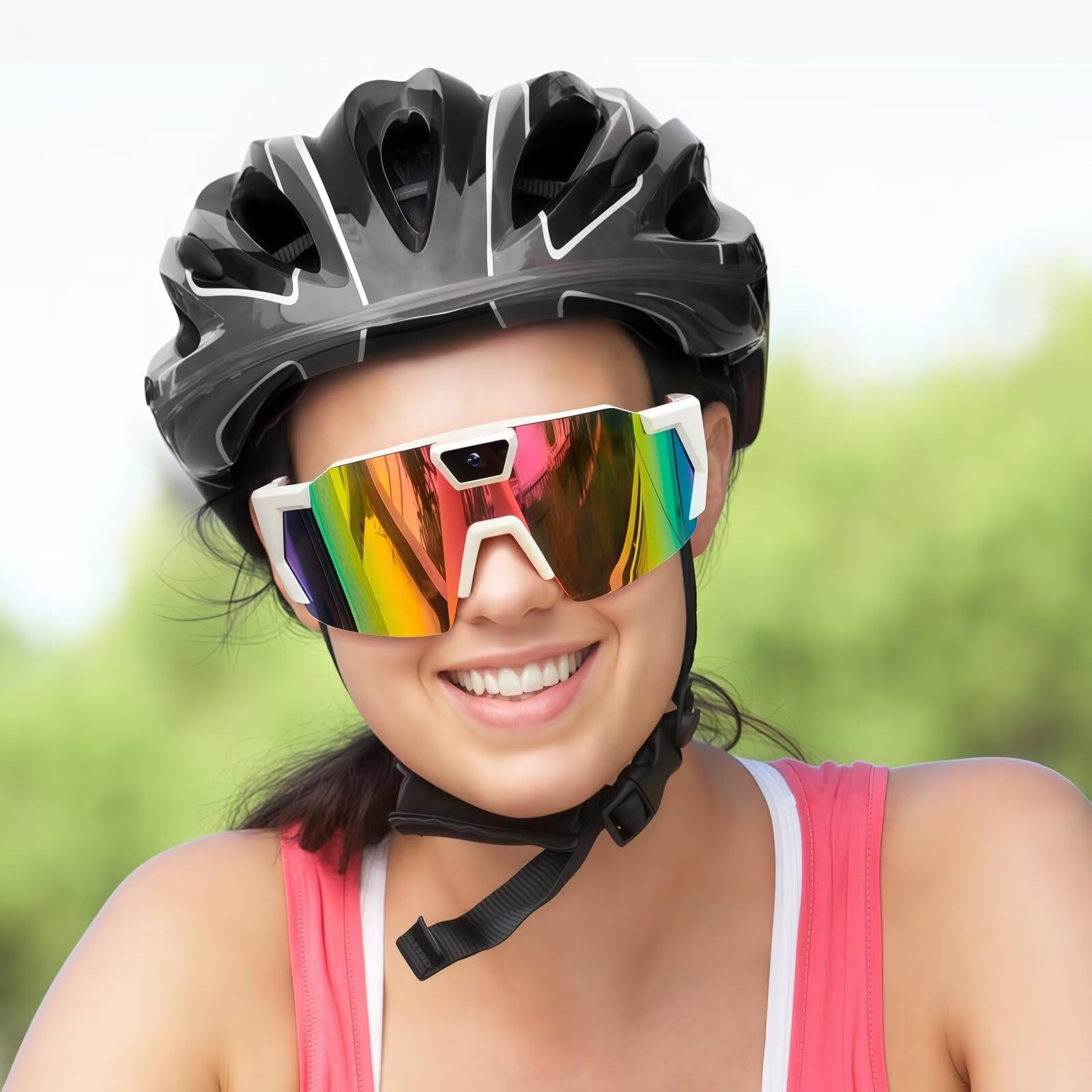 Occhiali da sole con action camera 4K, occhiali per registrazione video POV, per escursionismo, ciclismo, baseball, videocamere sportive intelligenti polarizzate a mani libere, per uomini e donne