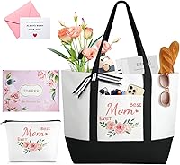Vista 16 de TRSODD Regalos de cumpleaños para mujer, bolsa de lona con inicial con correa ajustable para el hombro y bolsa de maquillaje, regalos para mamá