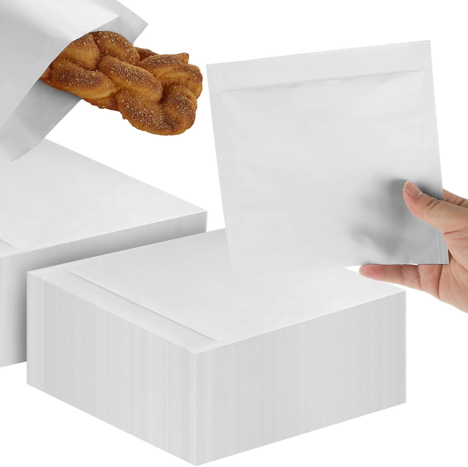 WOPPLXY 800 Pack Paper Sandwich Bags, 6 x 7 Inch Wax Paper Bags, Brown Papers Treat Bag, Kraft Breakfast Sandwich Bag, Greaseproof Snack Bag for Bakery, Cookies, Snacks, Sandwiches