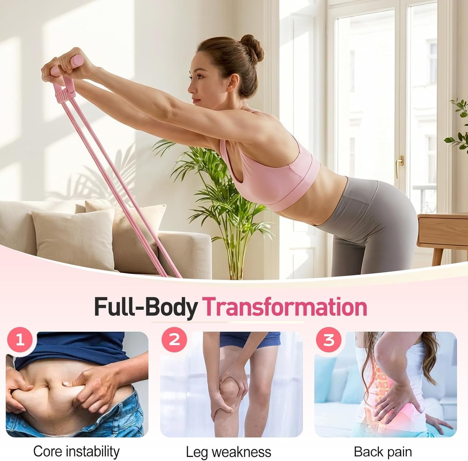 Widerstandsband Mit Griff,Upgrade 3-In-1 Multifunktions Expander, Hohe Elastizität Verstellbarer Widerstand 8 Röhren Resistance Bands, Fitnessbänder Für Yoga,Pilates