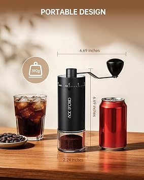 CIRCLE JOY Manual Coffee Grinder with 40 Adjustable Gear Settings, Black | High Precision Conical Burr Portable Coffee Bean Grinder for French Press/Pour Over/Moka Pot, Ideal for Home, Office & Travel