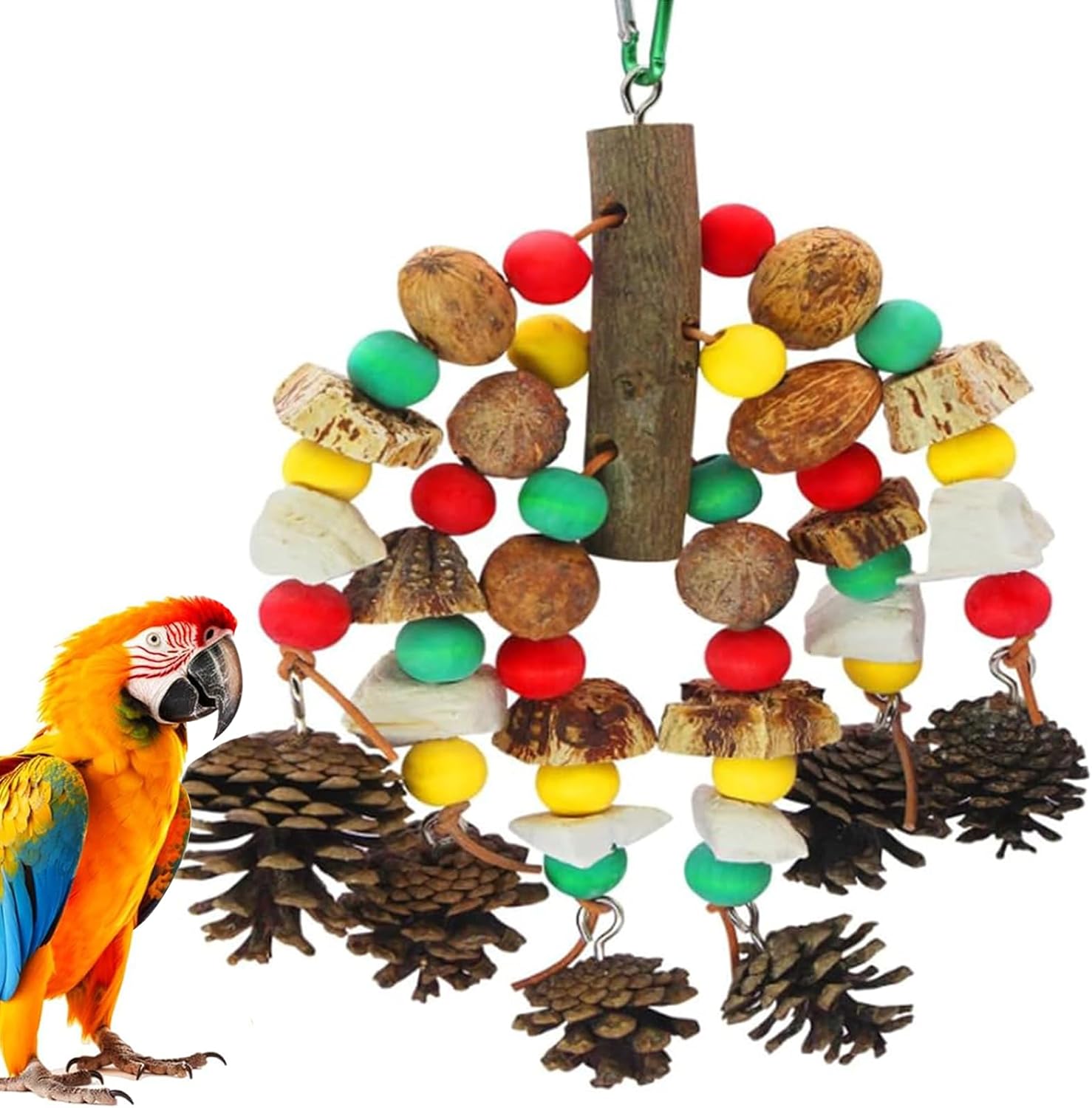 YUDAWN Vogelspielzeug, Papageienspielzeug, bunter Holzblock, Kaupapageienspielzeug, Holzklötze, Reißspielzeug, Hängespielzeug für Papageien, Vogelkauen und Klettern