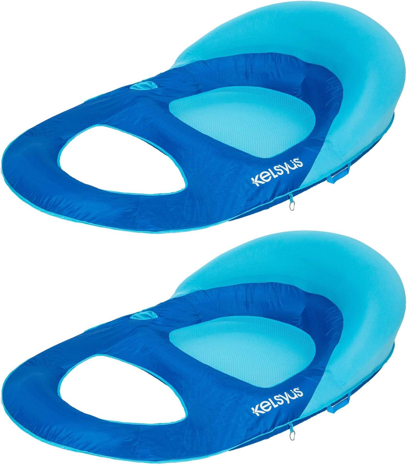 Kelsyus Deluxe Inflatable Mesh Floating Chaise Lounger with Cup Holder (2 Pack)