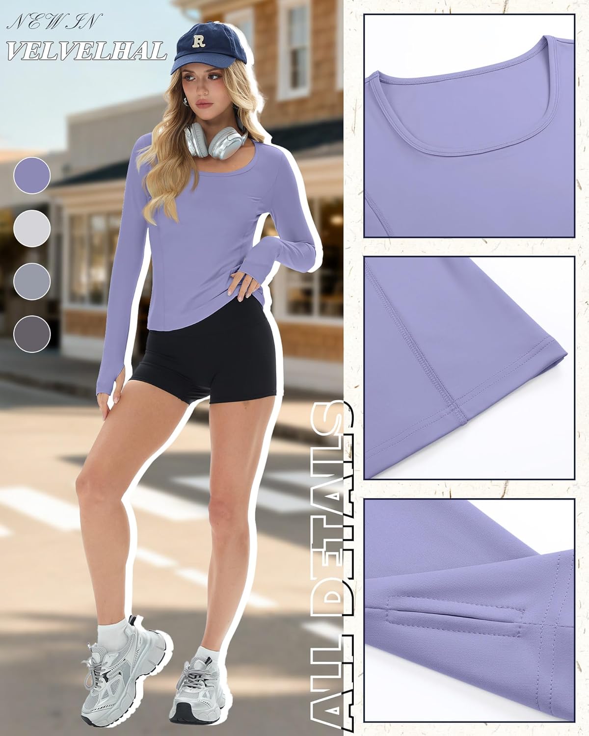 4 Pack Women's Workout Shirts Yoga Long Sleeve Running Tops Quick Dry Gym Athletic Tops Seamless Compression Tees - Image 2