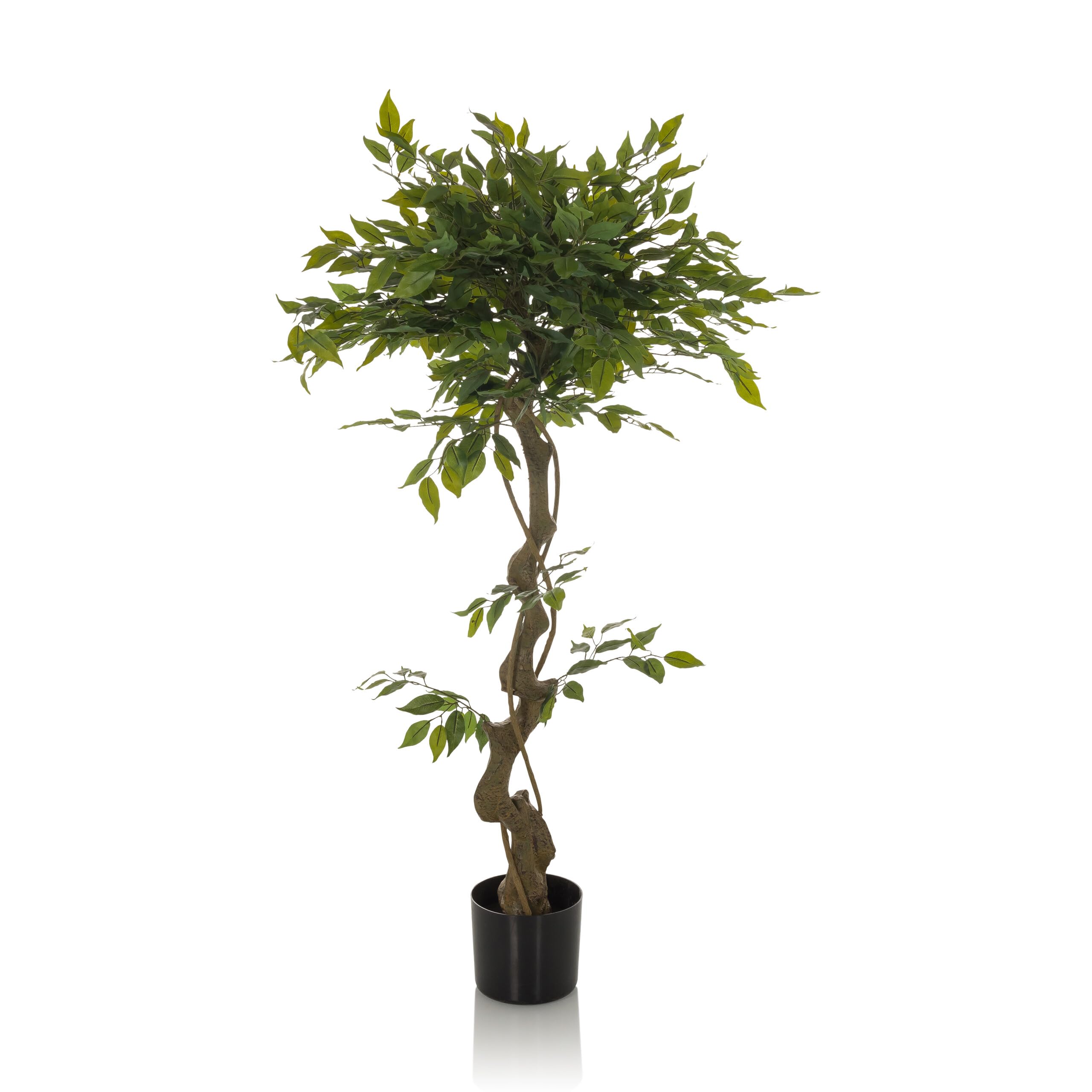 HJH Office Pianta artificiale FICUS I Pianta artificiale decorativa 120 cm, fico di betulla, albero artificiale di facile manutenzione, verde 871057