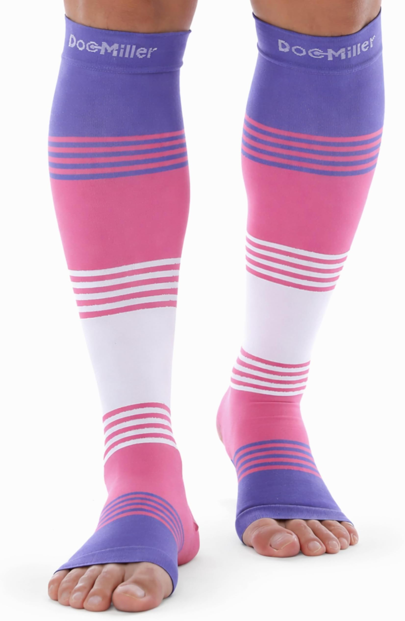 Doc Miller Open Toe Compression Socks for Women & Men – 20–30 mmHg Knee High Compression for Swelling, Varicose Veins & Leg Pain – Wide Calf Toeless Design for Work, Travel & Everyday Wear - 1 Pair