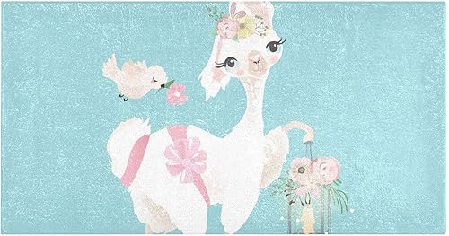 Miniatura 4 de Hermoso tapete de baño Alpacas de 39 x 20 pulgadas, extra suave y cómodo, tapete de baño de felpa lanudo antideslizante, tapete de baño para suelo