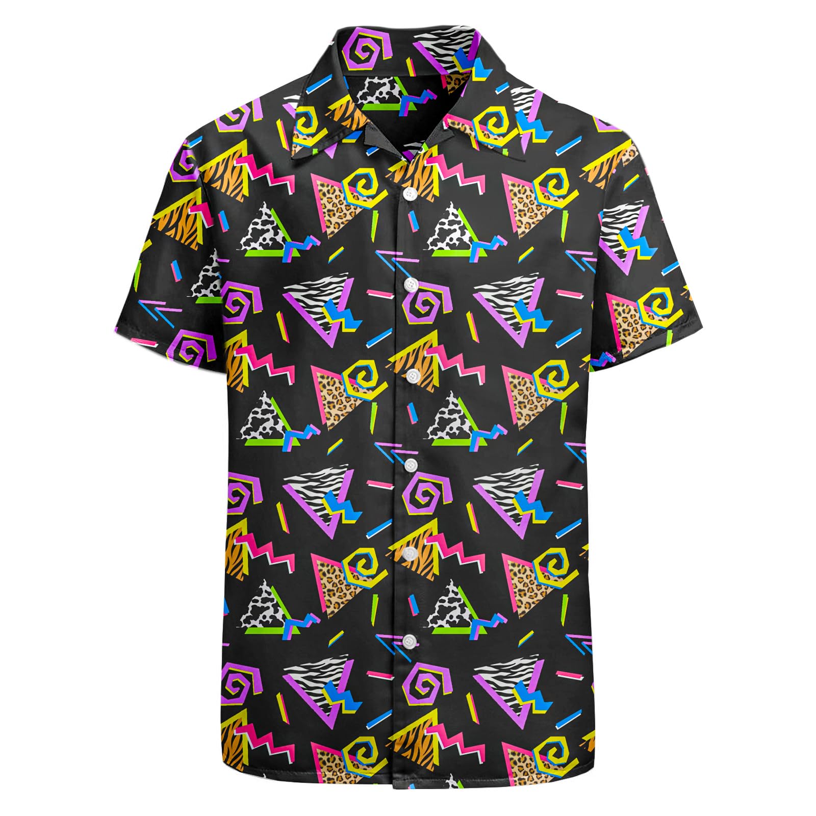 HUGLAZY 80s 90s Outfit Hawaiian Shirt for Men Big and Tall Short Sleeve Button Down Shirts Funny Party Outfit