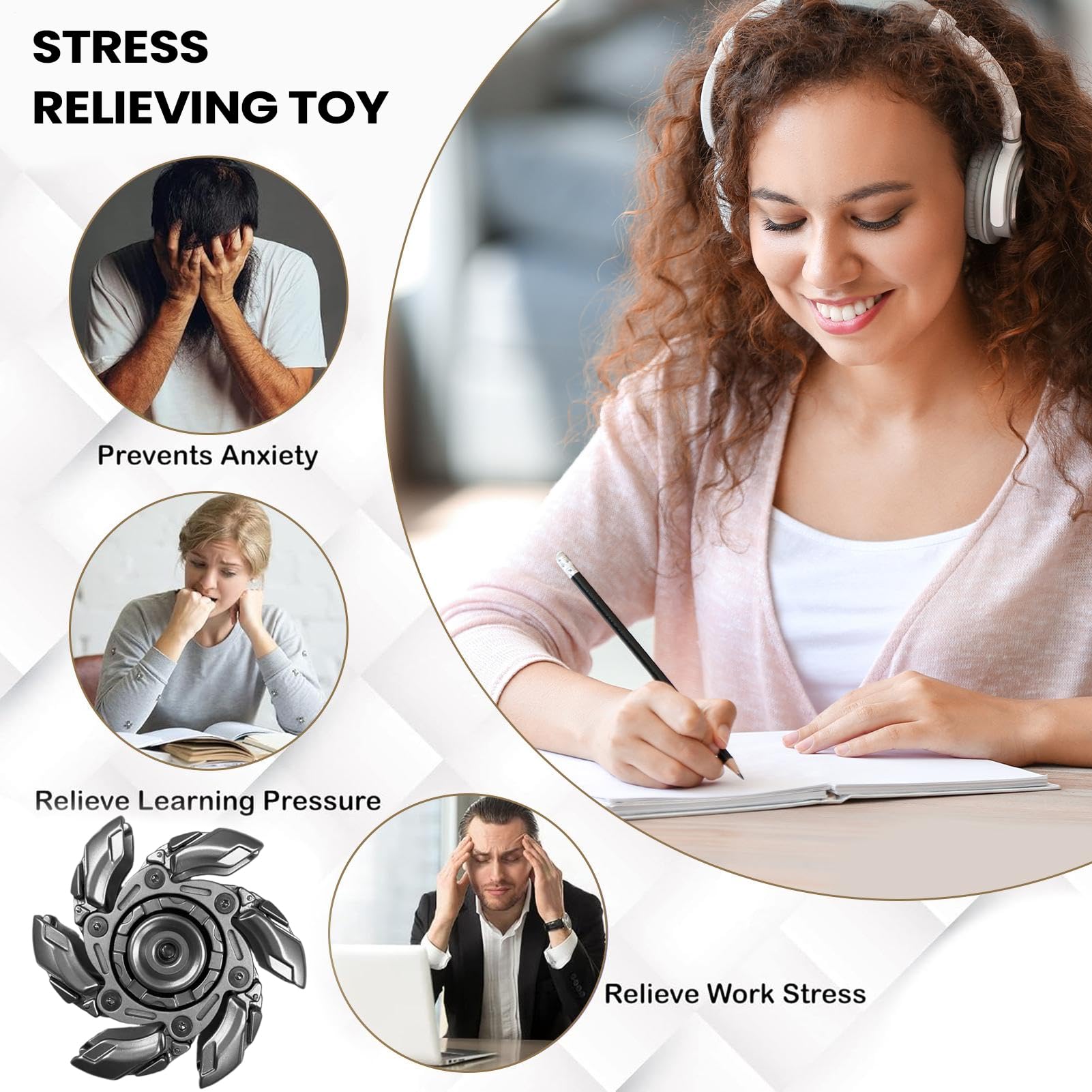 Giocattolo sensoriale - Fidget rotante in metallo | Giocattolo calmante | Attività sensoriale tranquilla per bambini, adulti, classe, casa, viaggio, relax, concentrazione