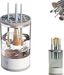 منظف فرش المكياج الكهربائي: أداة تجميل 2 في 1 - خلاط غسيل دوار محمول - يناسب جميع أحجام الفرش، سهل الحمل والاستخدام، مقاس 15.5*9.3 سم