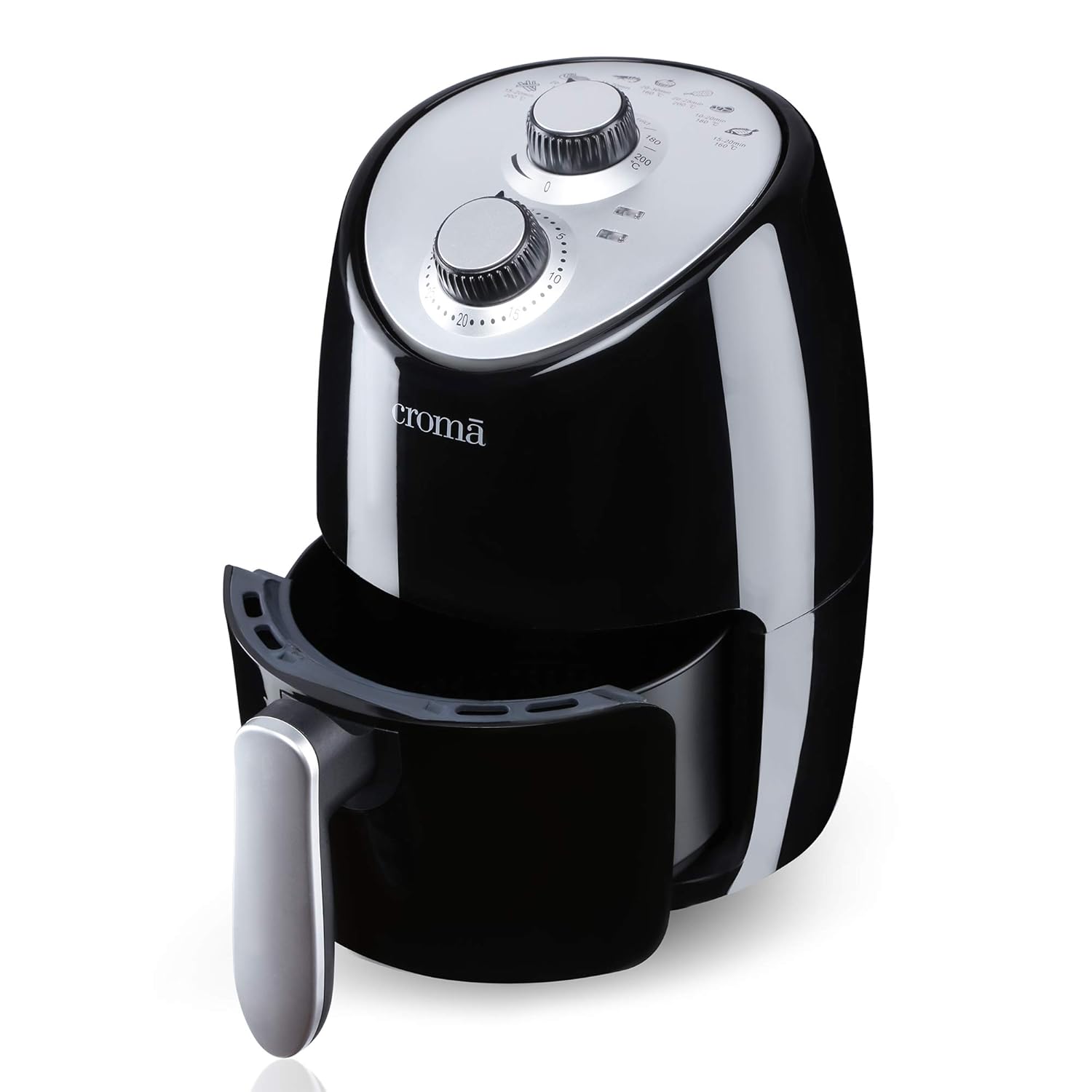 Croma Low Oil Fryer with drawer open