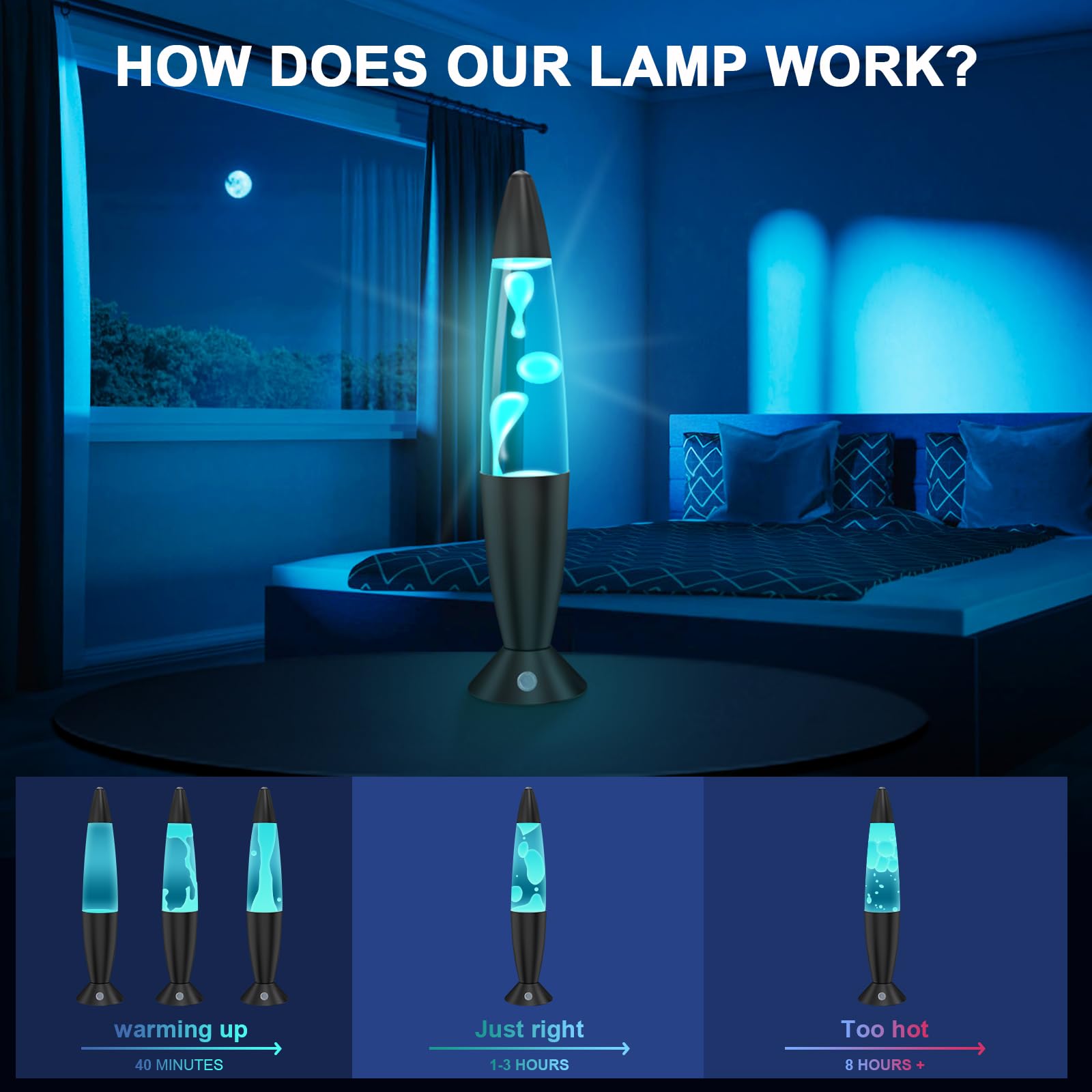 FBSPORT Lavalamp Lampada Lavalamp, 17 Colori RGBW e 4 Modalità di Cambiamento dell'Illuminazione, Lampada Rilassante per Camera da Letto e Soggiorno