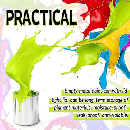 Miniatura 7 de Paquete de 8 latas de pintura de metal vacías con tapas tamaño de 14 pinta recipientes de pintura de retoque de capacidad de 12 taza recipientes de