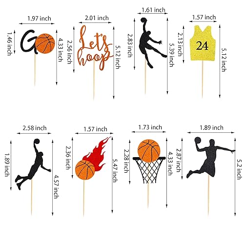 Miniatura 2 de 24 piezas de baloncesto para cupcakes temáticos de baloncesto, pelota deportiva, selecciones de cupcakes, baby shower, baloncesto, jugadores
