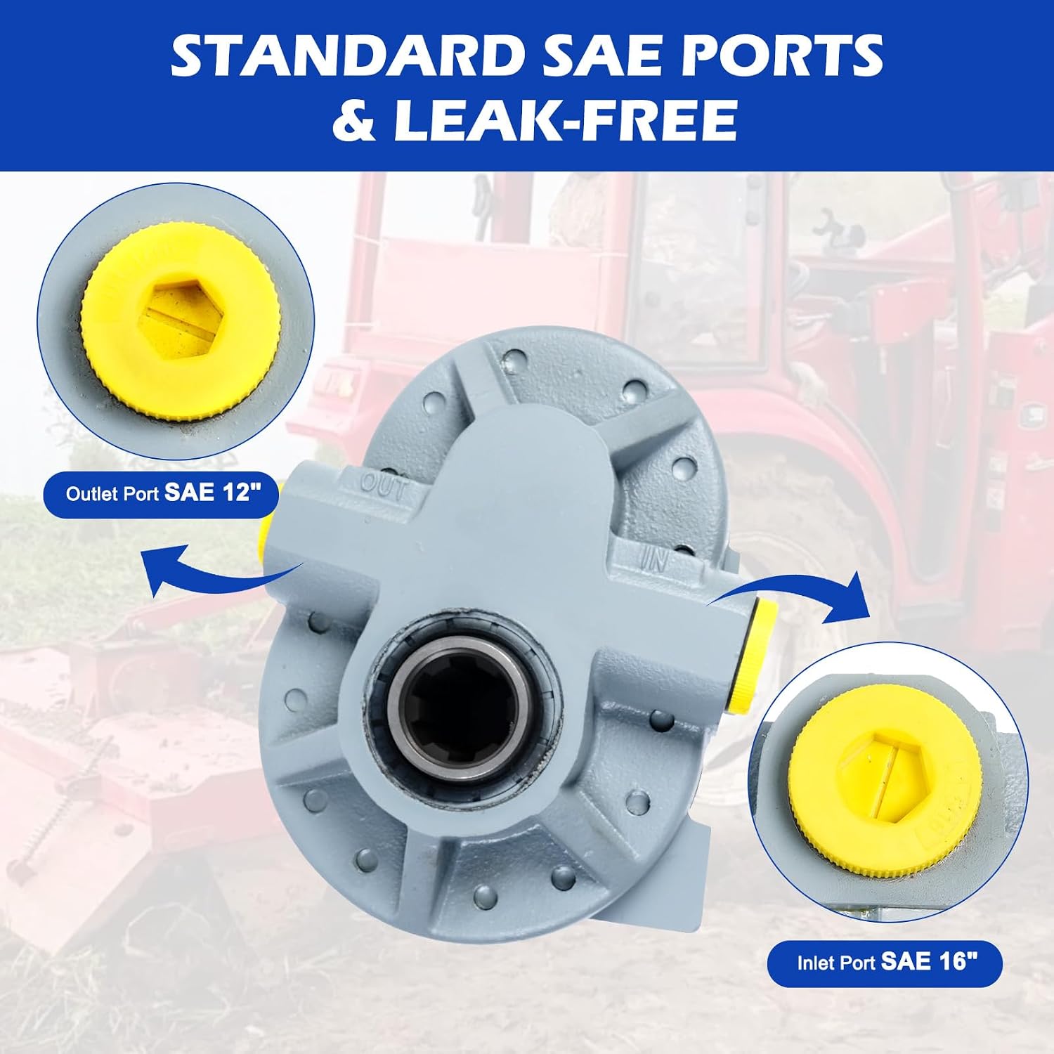 Hydraulic PTO Pump 11GPM Hydraulic Motor 540PRM 2250PSI Hydraulic Splitter, SAE16 Inlet and SAE12 Outlet Hydraulic Pump for Log Splitter, Scissor Lift, Dump Trailer & Truck Lift