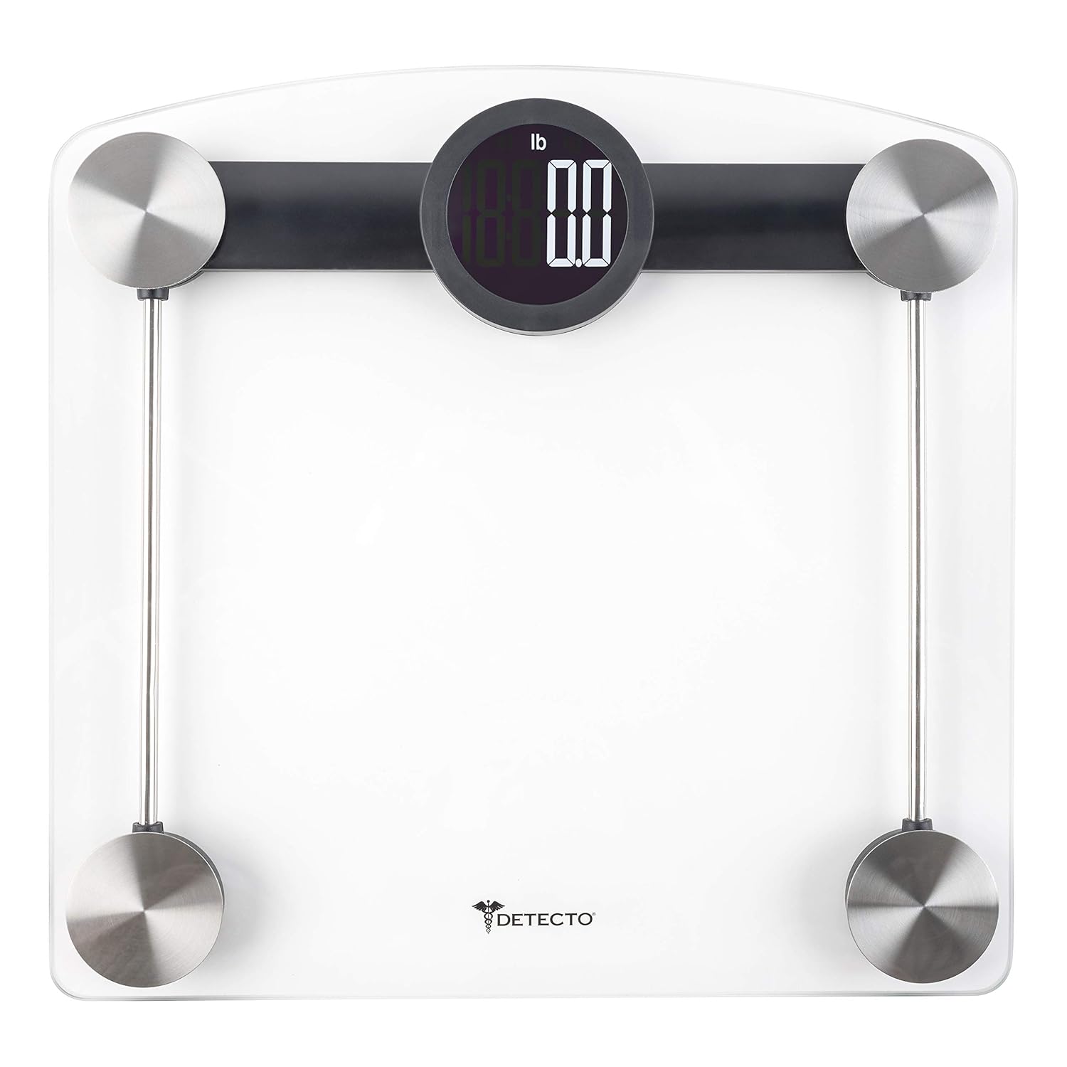 Detecto D185 Glass LCD Digital Body Bathroom Scale Silver