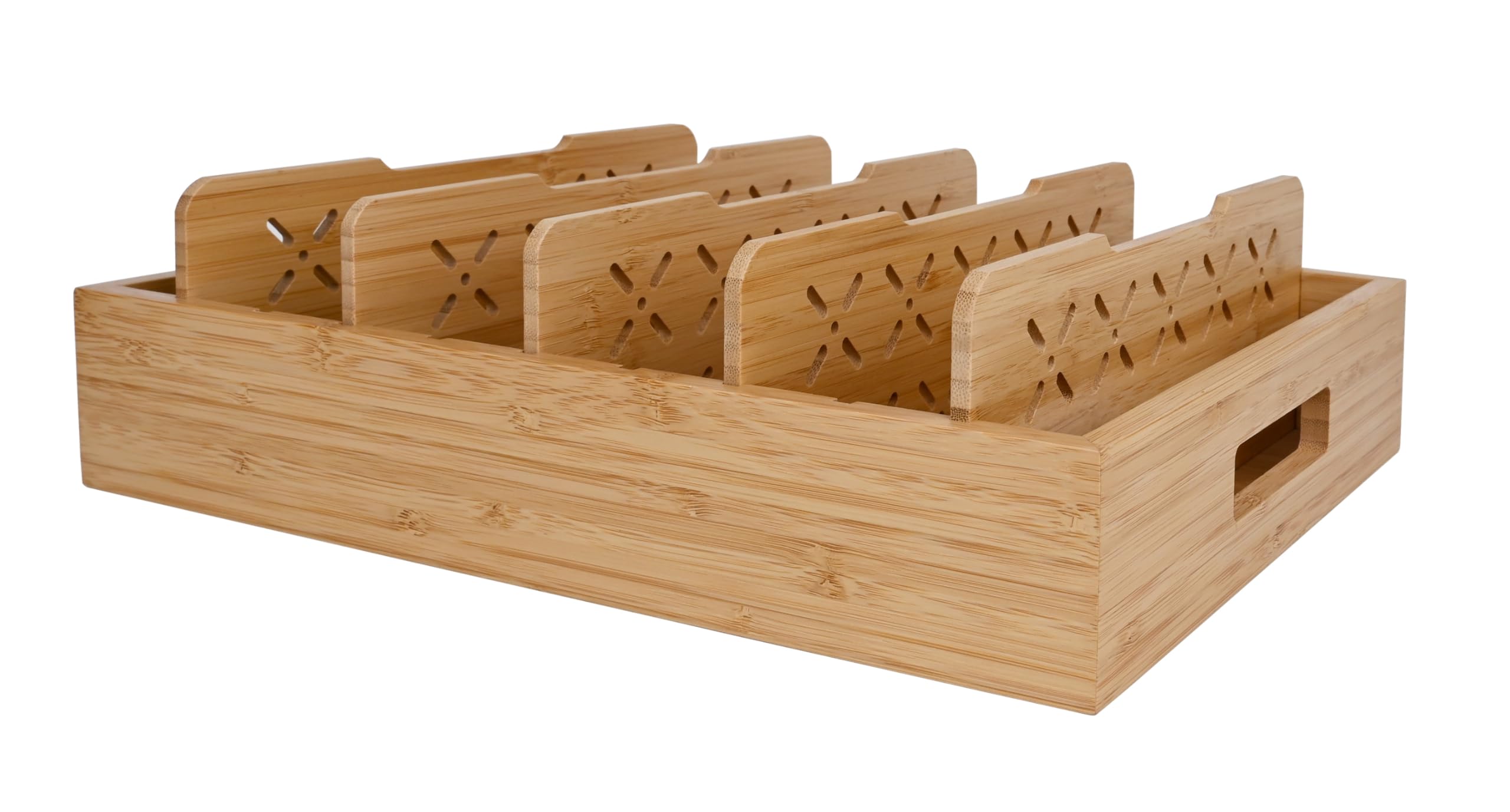 Plateau de rangement en bambou robuste et ses 5 compartiments modulables