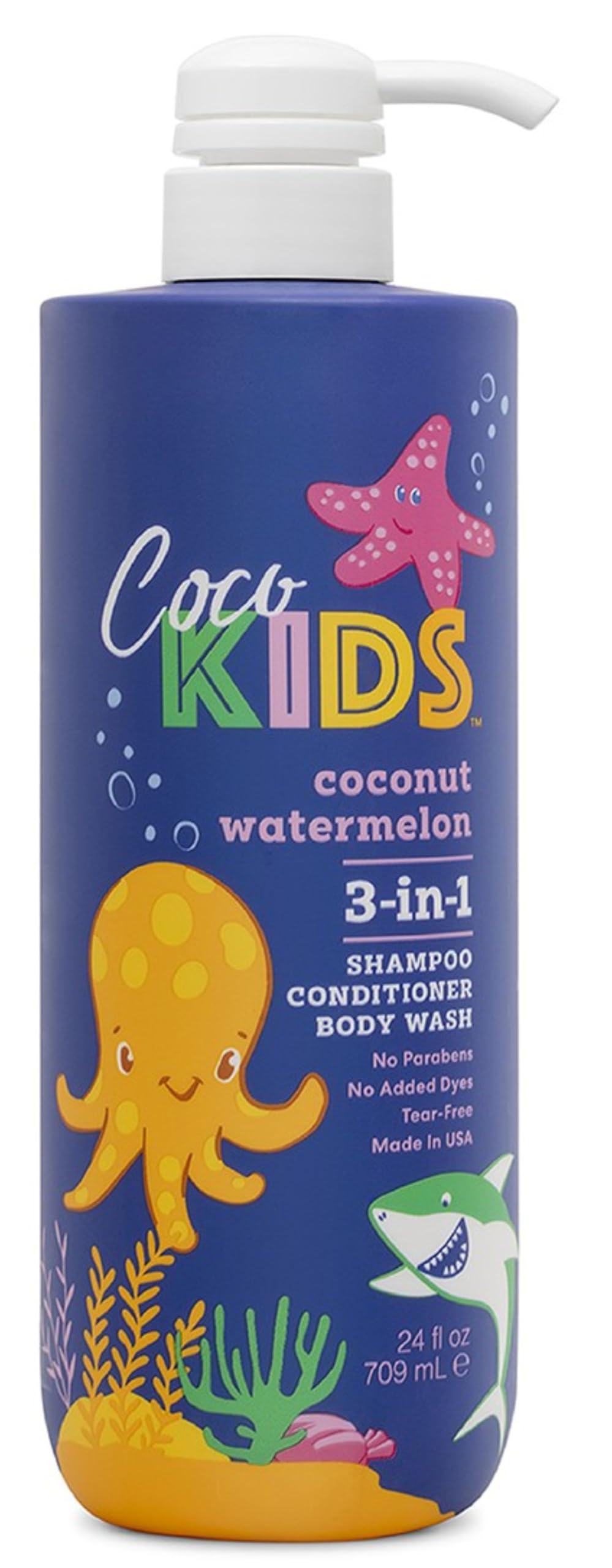 Cocomagic Watermelon 3-in-1 Shampoo, Conditioner & Body Wash – Gentle for Daily Use | Nourishing, and Refreshing for Hair & Skin, Paraben-Free, Dyes-Free, Tear-Free | 24 Fl Oz