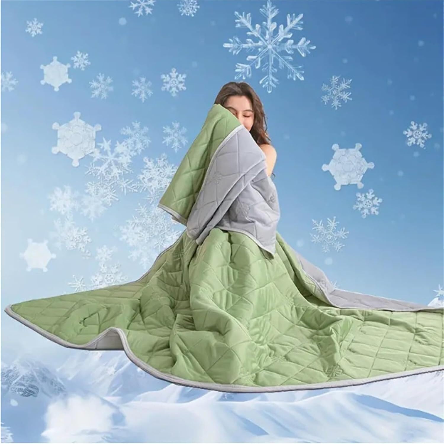 JvFbjLF Lightweight Sofa Blanket – Cooling Fibre, Soft(Green,100x150cm)