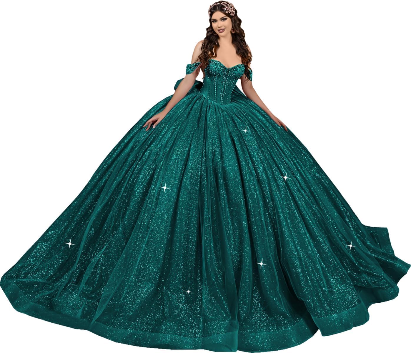 MT056 Glitter Quinceanera Dresses with Bow Puffy Kuwait | Ubuy