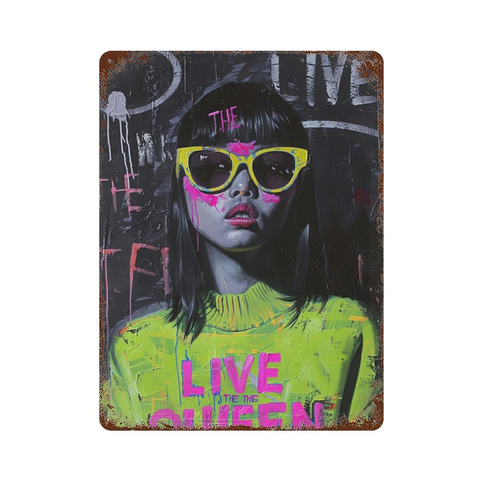 FHUYEURHRY Edgy Live The Queen Street Style 01 Wall Decor Retro Iron Vintage Art Metal Tin Sign Poster Modern Home Cofffee Club Art Bar Shop Decorations Style-32 40x30cm