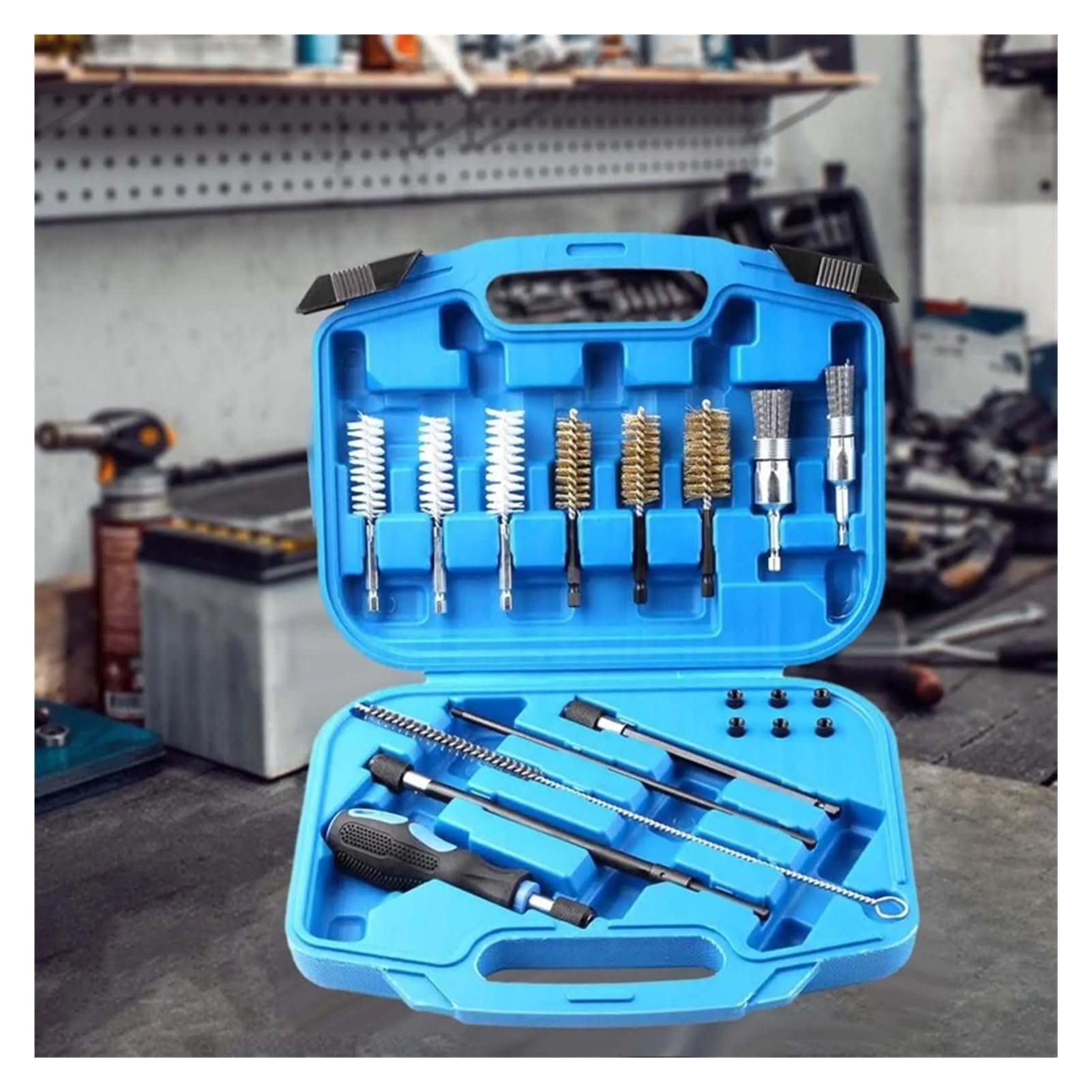set di attrezzi Kit universale for la pulizia degli iniettori, spazzola Per metallica e adattatore for sedili di auto camion