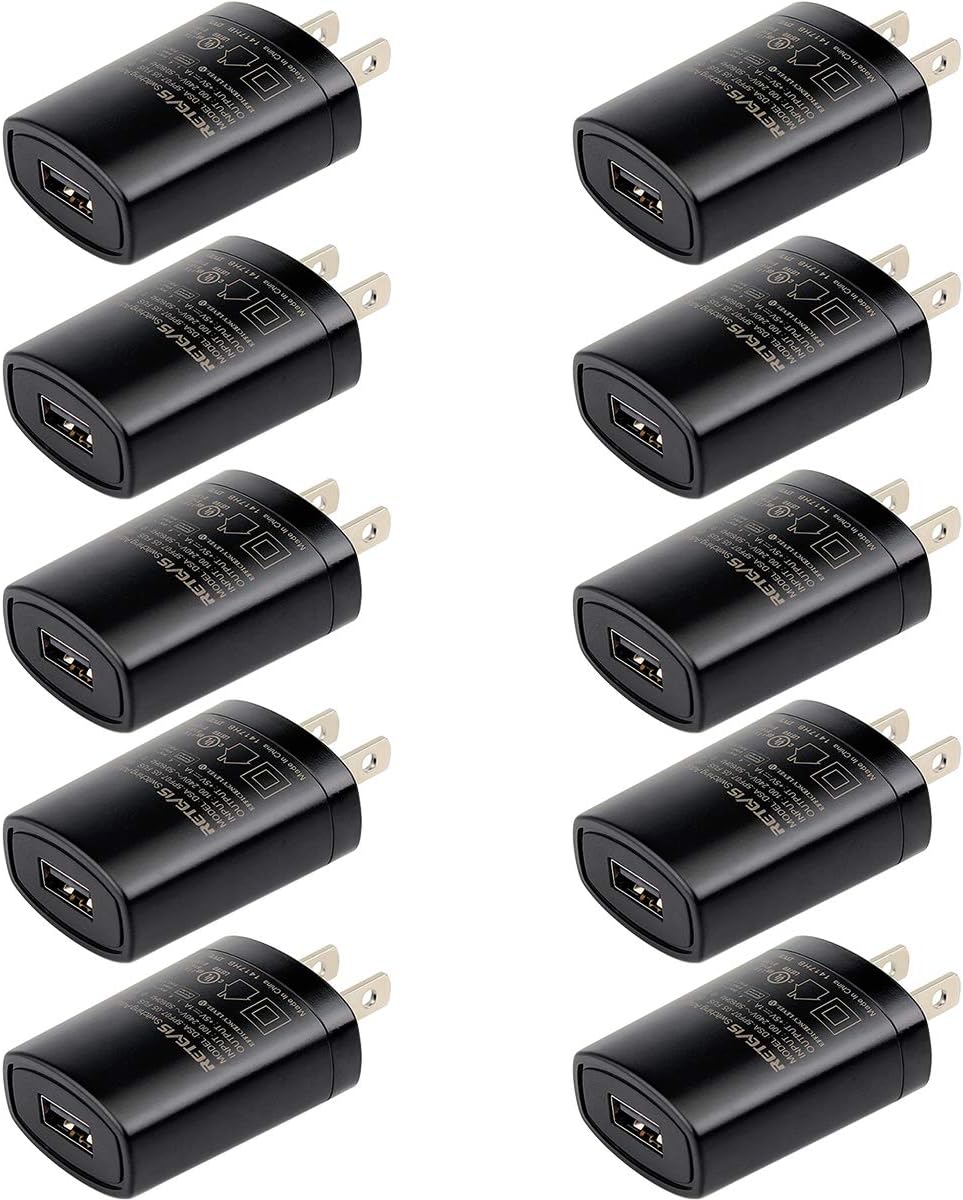 Retevis H-777 USB Wall Charger Plug Charger Adapter 5V 1A Charger for Retevis H-777 RT19 RT7 RT16 RT68 H777S RT27 RT17 RT21V RT-5R RT27V RT48 Walkie Talkie(10 Pack)