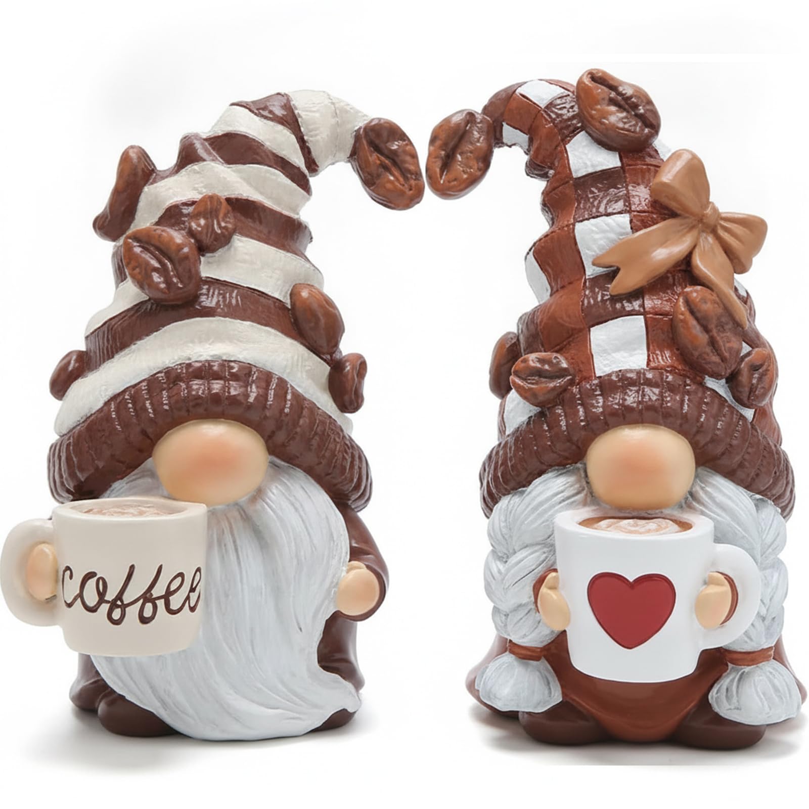 ZPSCXQ 2-Piece Coffee Gnomes Set, Male and Female Gonk Figurines for Coffee Bar Decor, Tiered Tray Decor and Home Desk Ornaments