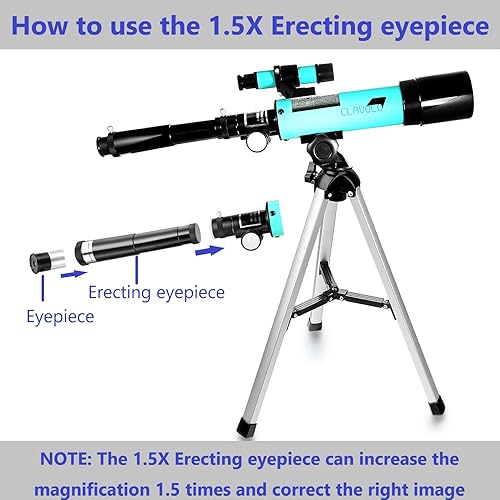 Miniatura 6 de Telescopio refractor con alcance buscador para niños y principiantes en astronomía, telescopio de viaje con 3 oculares de aumento 18X - 135X