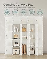 Vista 5 de SONGMICS Cube Storage Organizer, Set of 12 Plastic Cubes, Closet Storage Shelves, DIY Plastic Closet Cabinet, Modular Bookcase, Shelving with Doors