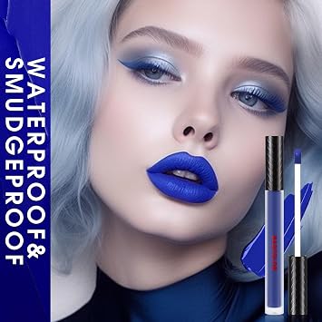 BADCOLOR 3 Colors Matte Liquid Lipstick Set, Black Blue Purple Velvet Lip Stain,High Impact Long Lasting Lip Stick, Nonstick Cup Smudge Proof & Waterproof Halloween Makeup Kit