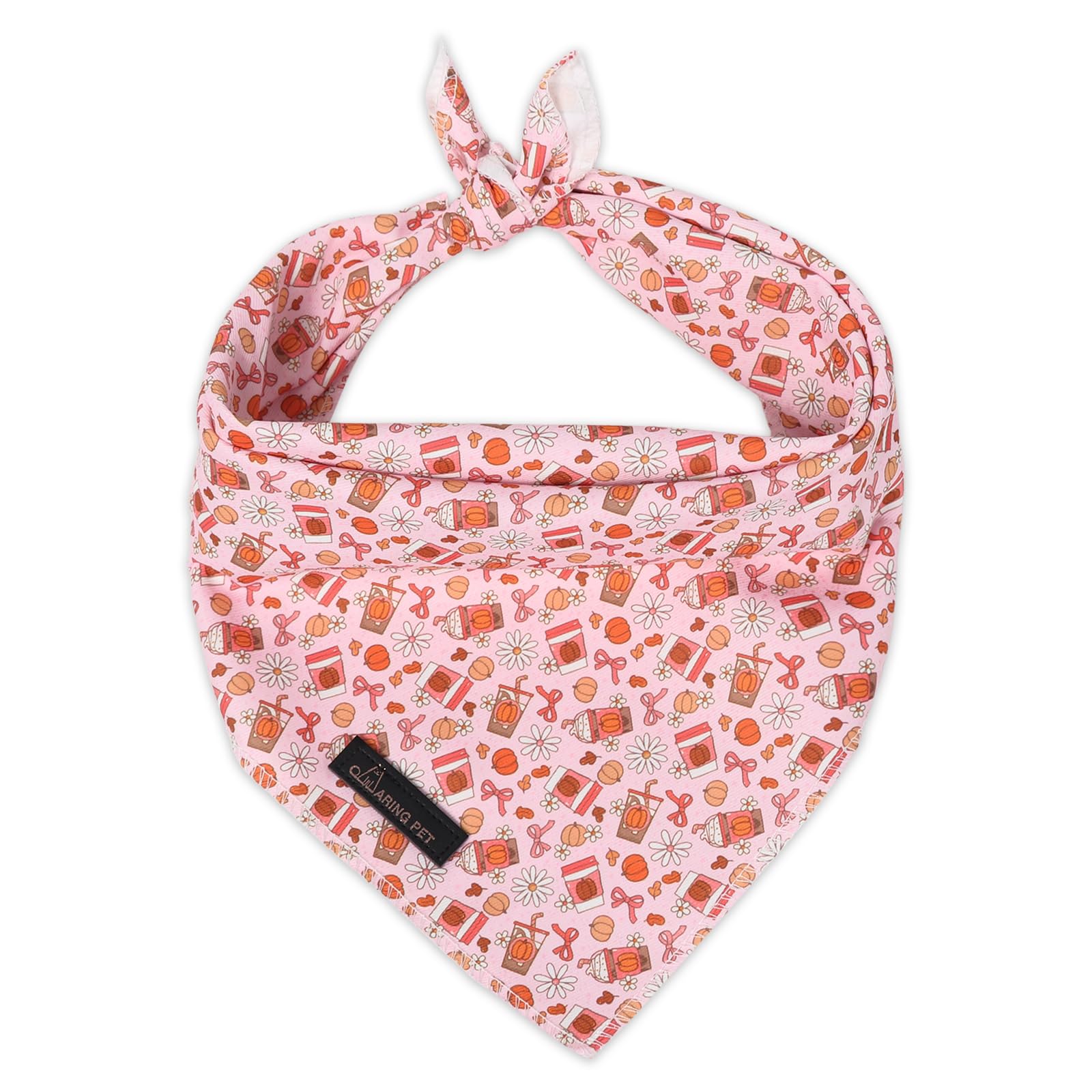 ARING PET Fall Dog Bandanas, Cute Pink Pumpkin Pet Bandana Triangle Bib for Small Medium Large Boy Girl Dogs, Puppy Kerchief for Autumn Family Photos Fall Celebrations-L