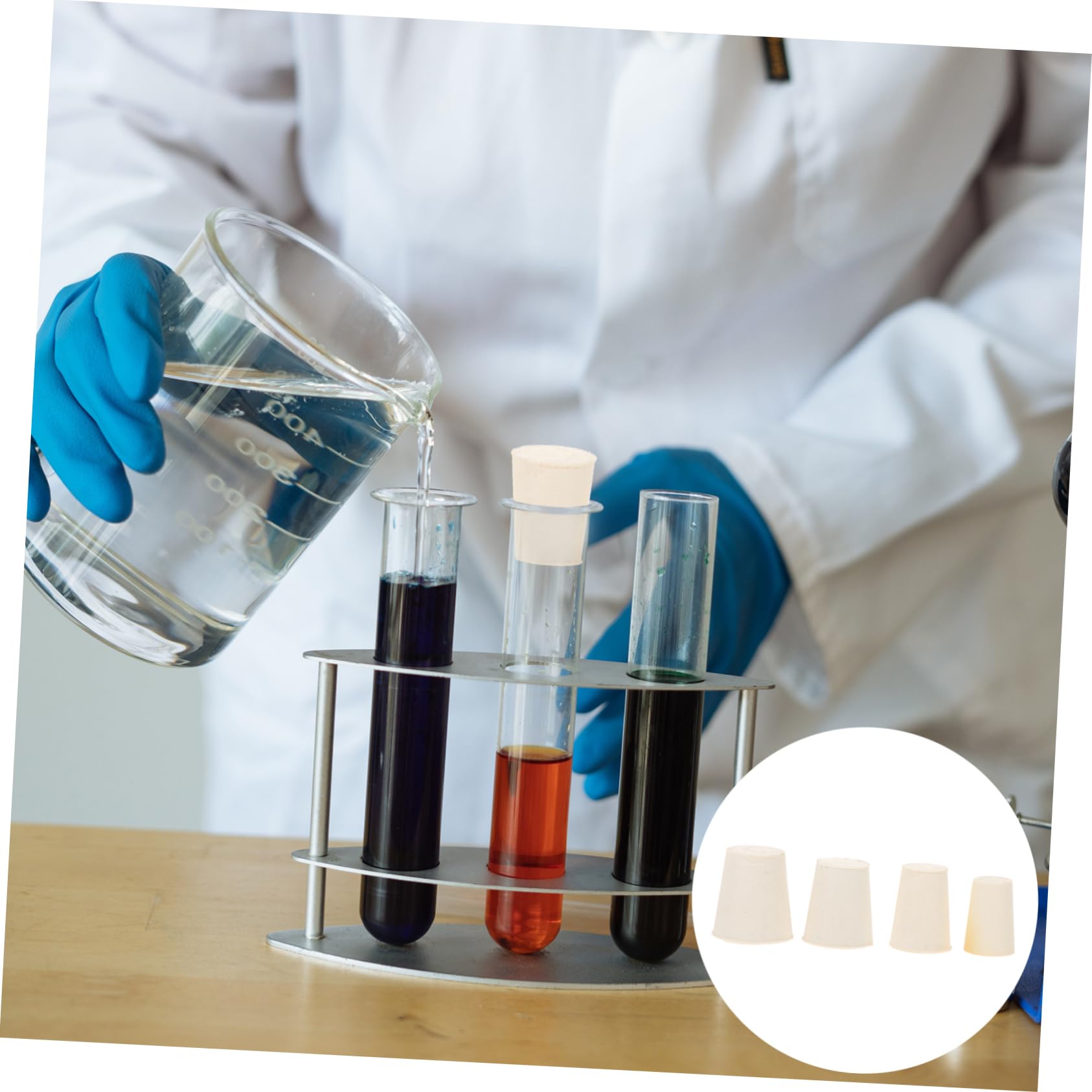 STOBAZA 25Pcs Solid Rubber Test Tube Stoppers and Heat Resistant Sealing Plugs of Each for Test Tube Accessories and Laboratory Use