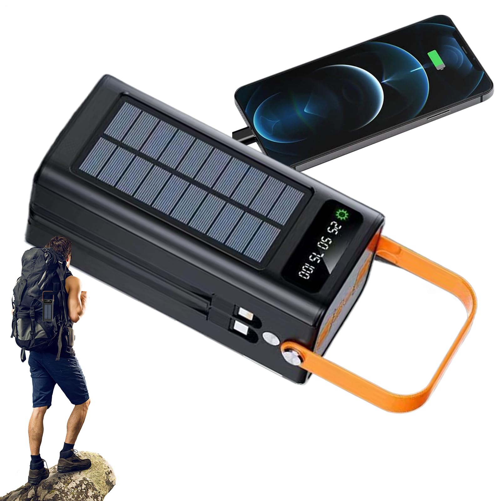 Charger Solaire Banque De Batterie Solaire PC Batterie Externe Équipement De Survie De 50000mAh avec Lumière Paquet De Batterie Externe 120 W avec Câbles Intégrés pour Road Trip