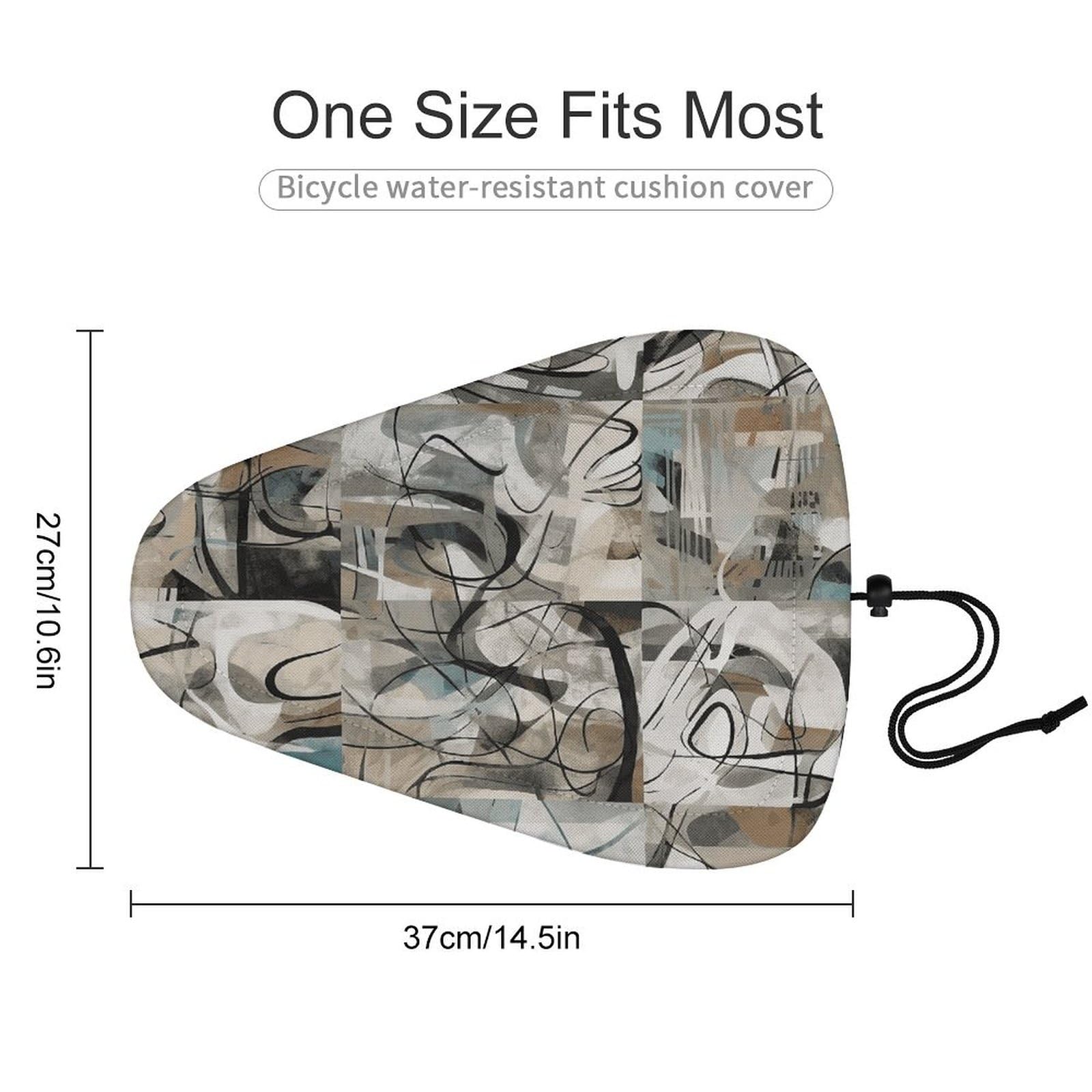 Art Print Color Pattern Bike Seat Cover for Men Women, Waterproof & Dustproof Bike Seat Cushion with Drawstring, Adjustable Bicycle Saddle Cover for Or Rain & Sun Protection